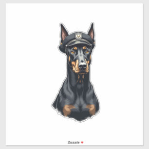 Vintage-Porträt eines Dobermann Polizeihunds in Sc Aufkleber