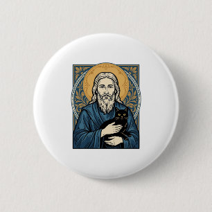 Vintage-Porträt-Vektor-Shirt-Design einer heiligen Button