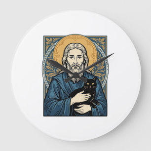 Vintage-Porträt-Vektor-Shirt-Design einer heiligen Große Wanduhr