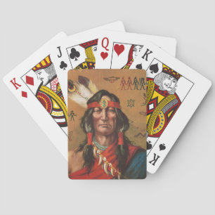 Vintage Porträtkunst indianischer Häuptlinge Spielkarten
