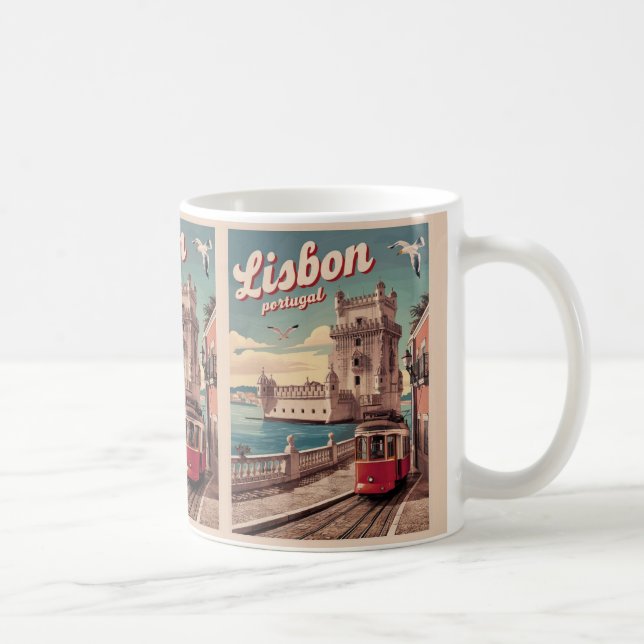Vintage portugiesische Tramgeschenke Kaffeetasse (Rechts)