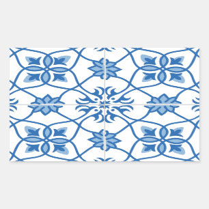Vintage-Portugiesisches Azulejo-Fliesenmuster Rechteckiger Aufkleber