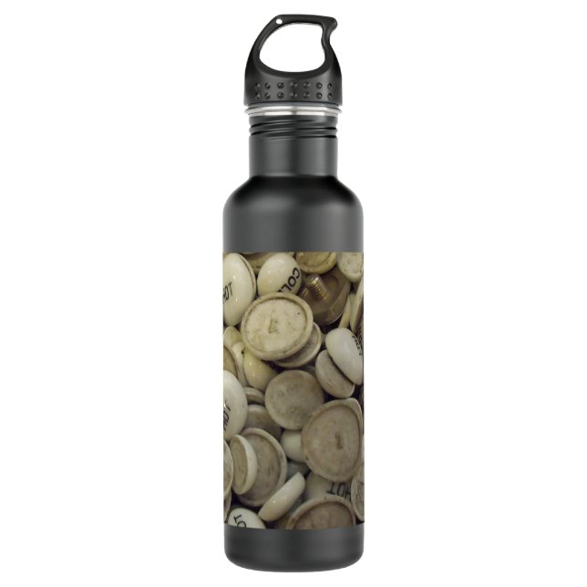 Vintage Porzellanknochen Edelstahlflasche (Vorderseite)