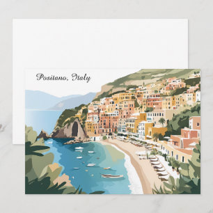 Vintage Positano Italien Amalfi-Küste Reise Kunst Karte