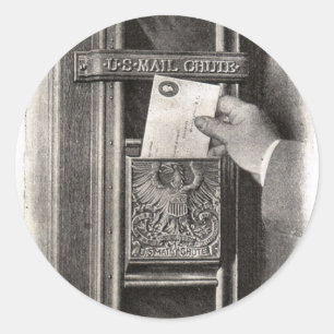 Vintage Postbox Runder Aufkleber
