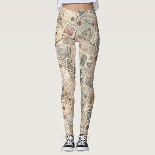 Vintage-Postbriefmarken Leggings