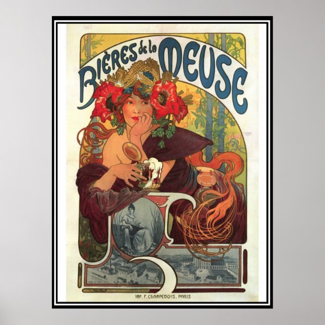 Vintage Poster Alphonse Mucha Beer Ad (Vorne)