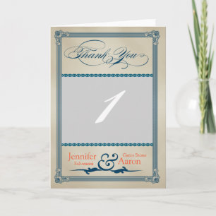 Vintage Poster Blau Creme Hochzeit Danke Foto