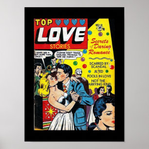 Vintage Poster Comic Buchcover Liebesgeschichten