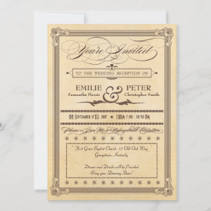 Vintage Poster Creme, Braune Hochzeitsempfangs-Ein