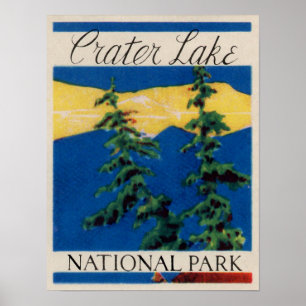 Vintage - Poster de voyage de Crater Lake Oregon