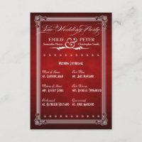 Vintage Poster Deep Red Wedding Party Card