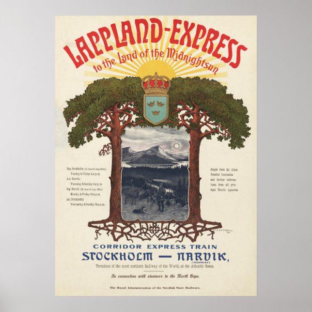 Vintage Poster des Lappland-Express-Zuges (Vorne)