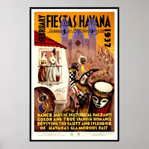 Vintage Poster Druck Fiestas Havanna 1937