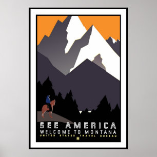 Vintage Poster Druck See America Montana