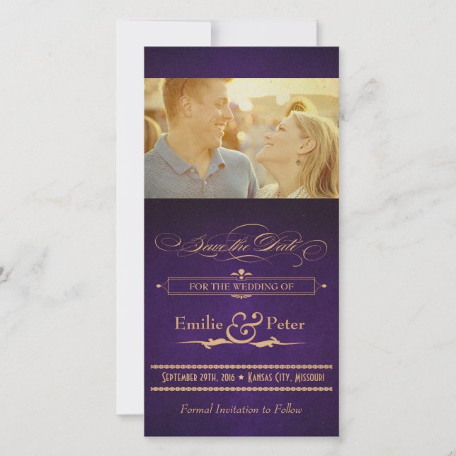 Vintage Poster Eggpflanze Save the Date Lila (Vorderseite)