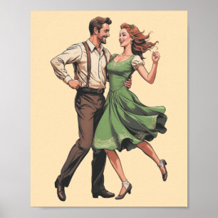 Vintage-Poster eines Swing tanzenden Paares aus de Poster