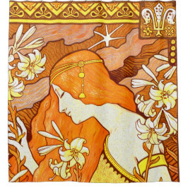 Vintage Poster Französisches Magazin Jugendstil Fr Duschvorhang