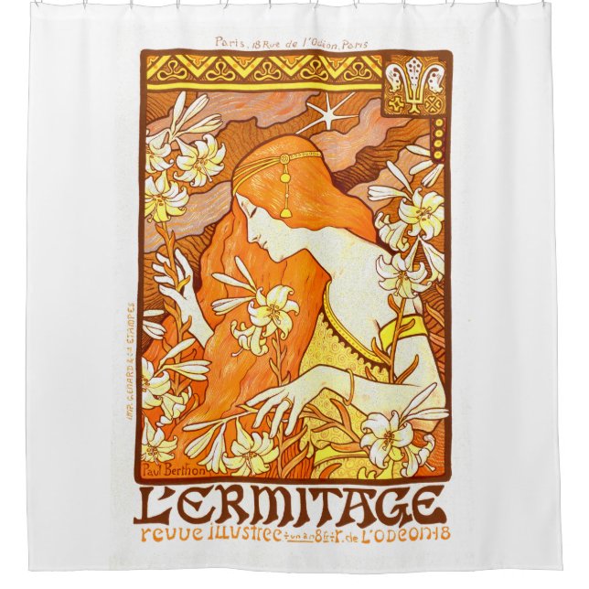 Vintage Poster Französisches Magazin Jugendstil Fr Duschvorhang (Vorderseite)