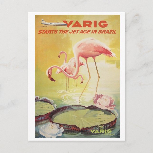 Vintage Poster für Brasilien Postkarte (Vorderseite)