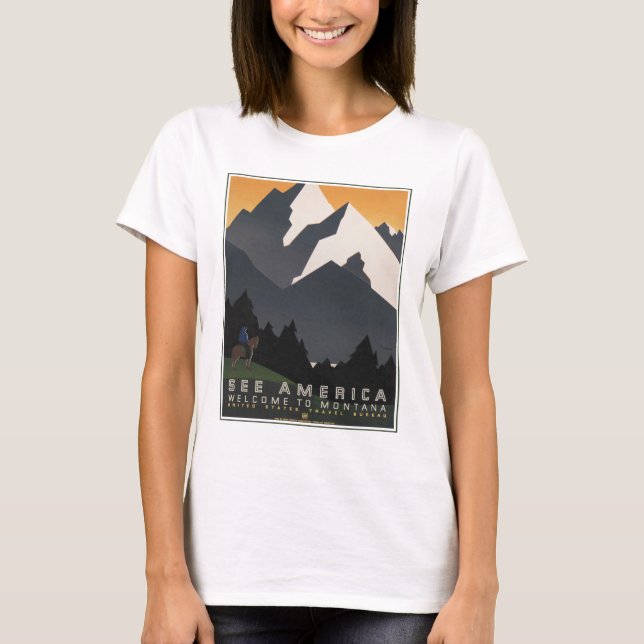 Vintage Poster für Reisen nach Montana. T-Shirt (Vorderseite)