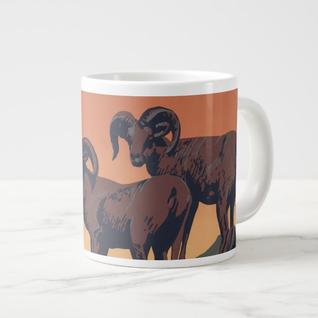 Vintage Poster für Reisen zu Nationalparks Jumbo-Tasse (Vorderseite Rechts)