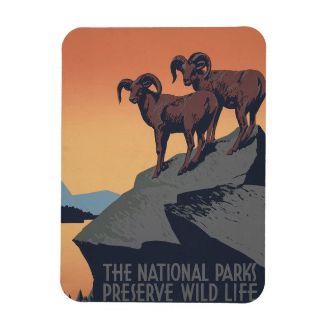 Vintage Poster für Reisen zu Nationalparks Magnet (Vertikal)