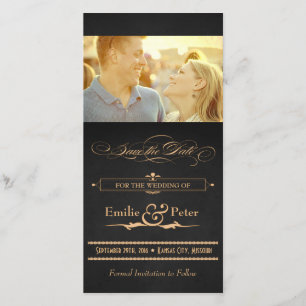 Vintage Poster Kohle & Gold Save the Date