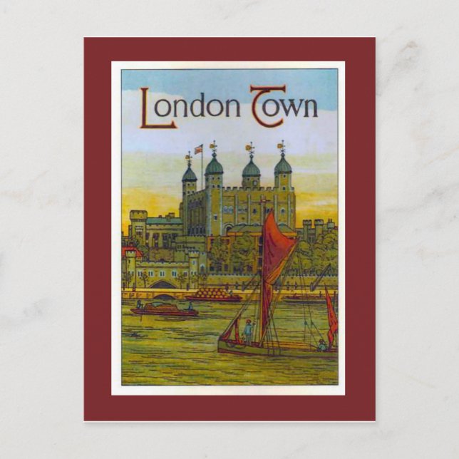 Vintage Poster, London Town, Themse Postkarte (Vorderseite)