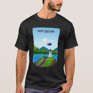 Vintage Poster Neuseeland Landschaft Landschaft Be T-Shirt