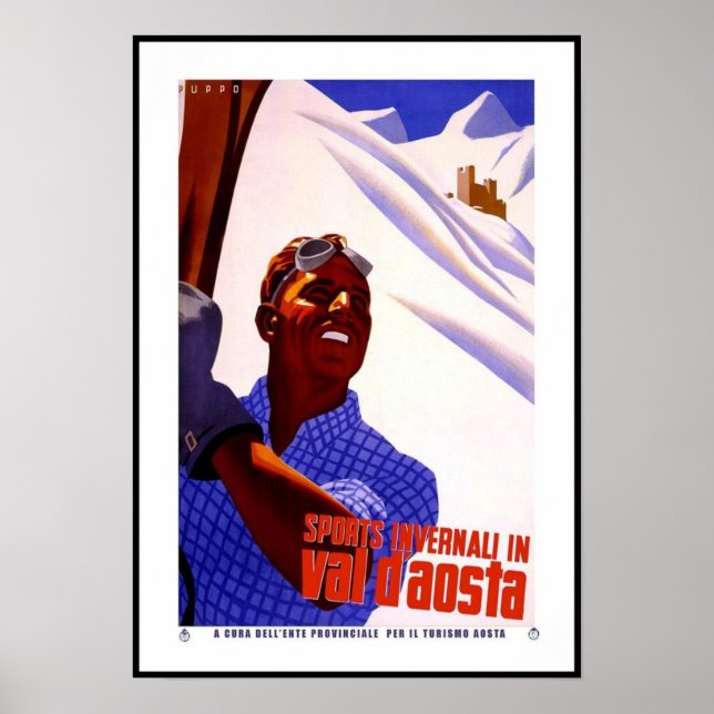 Vintage Poster Print Invernali Val D'Aosta Italien (Vorne)