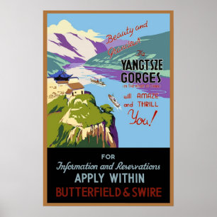Vintage Poster Print Yangtsze Gorges River