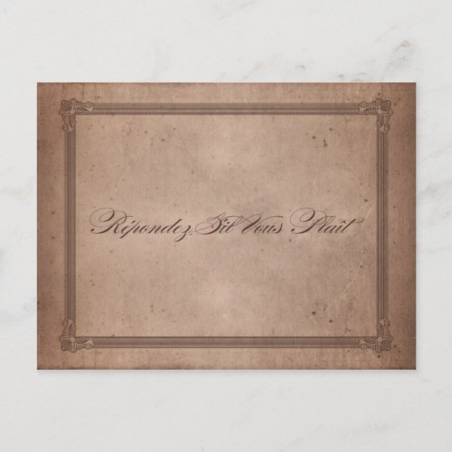 Vintage Poster Rustic Cocoa Wedding RSVP Postkarte (Vorderseite)