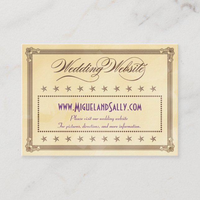 Vintage Poster Style Cream & Brown Wedding Website Begleitkarte (Vorderseite)