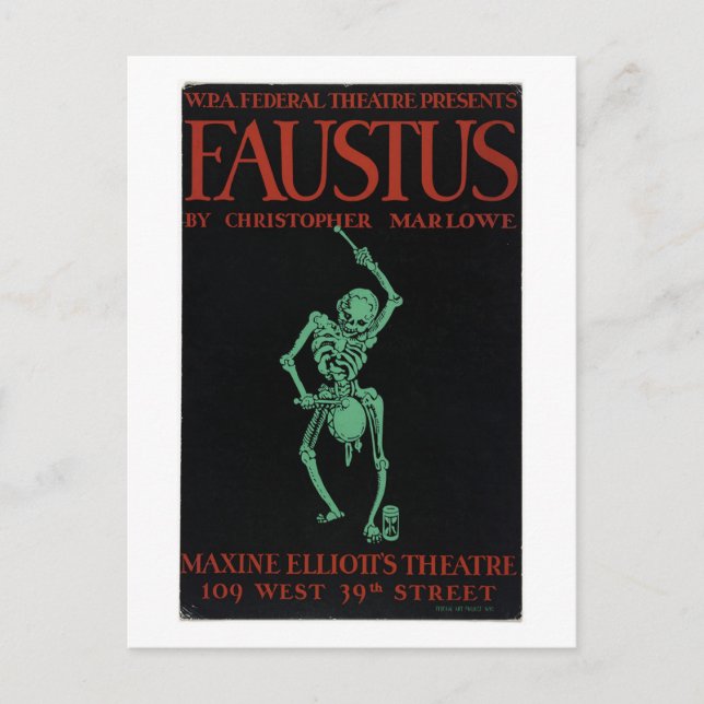 Vintage Poster von Marlowes Doktor Faustus Postkarte (Vorderseite)