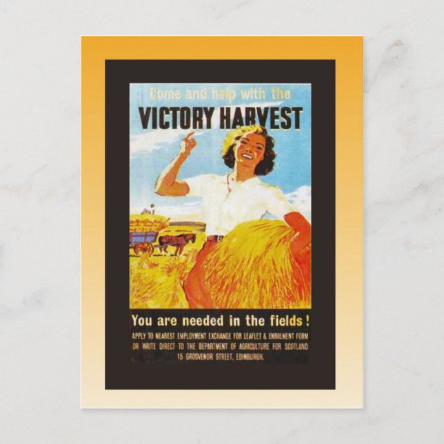 Vintage Poster, Zweiter Weltkrieg, Siegesernte Postkarte (Vorderseite)