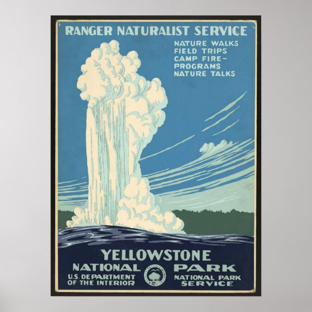 Vintage Posters, Yellowstone Nationalpark Geyser Poster (Vorne)