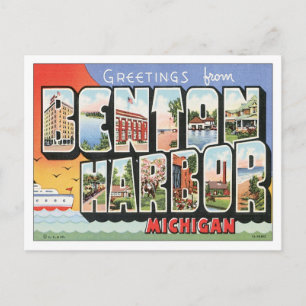 Vintage Postkarte aus Benton Harbor, Michigan, USA