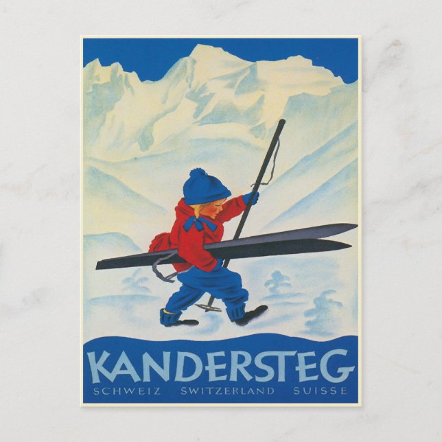 Vintage Postkarte aus den Schweizer Alpen (Vorderseite)