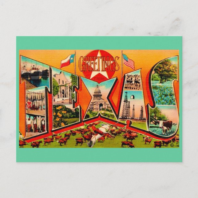 Vintage-Postkarte aus Texas mit Grußwort Postkarte (Vorderseite)