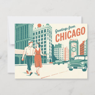 Vintage Postkarte Chicago   Grüße aus Chicago