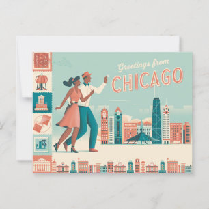 Vintage Postkarte Chicago   Grüße aus Chicago