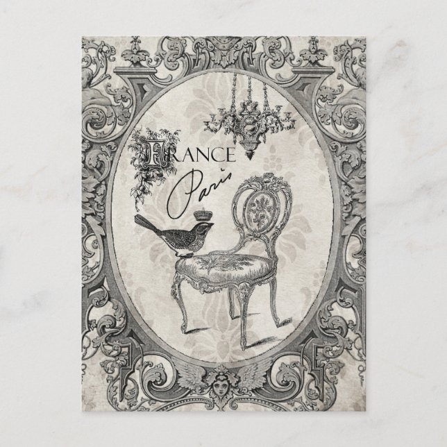 Vintage Postkarte des französischen Stuhls (Vorderseite)