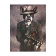Vintage Postkarte des Gangster Boston Terrier aus 