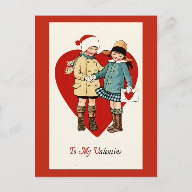 Vintage Postkarte Entwurfvalentines Tages (Vorderseite)