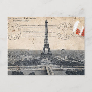 Vintage Postkarte für den Eiffelturm
