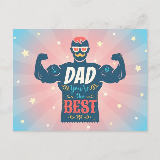 Vintage Postkarte für den Tag des Vaters. (Vorderseite)