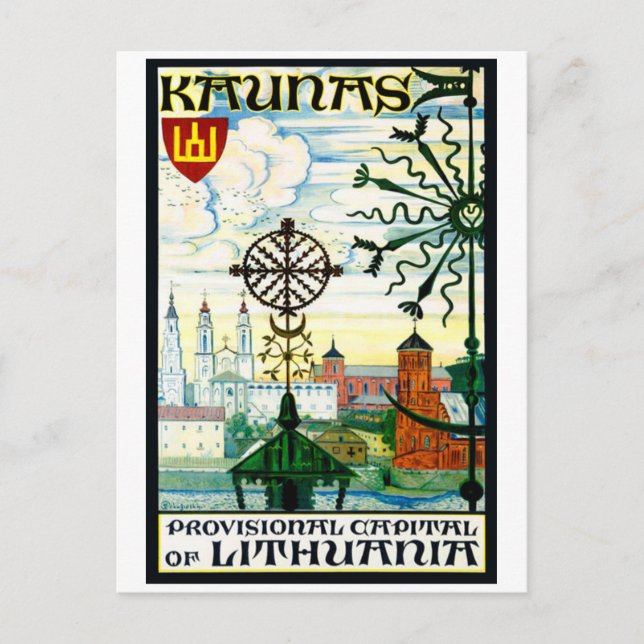 Vintage Postkarte für Kaunas, Litauen (Vorderseite)