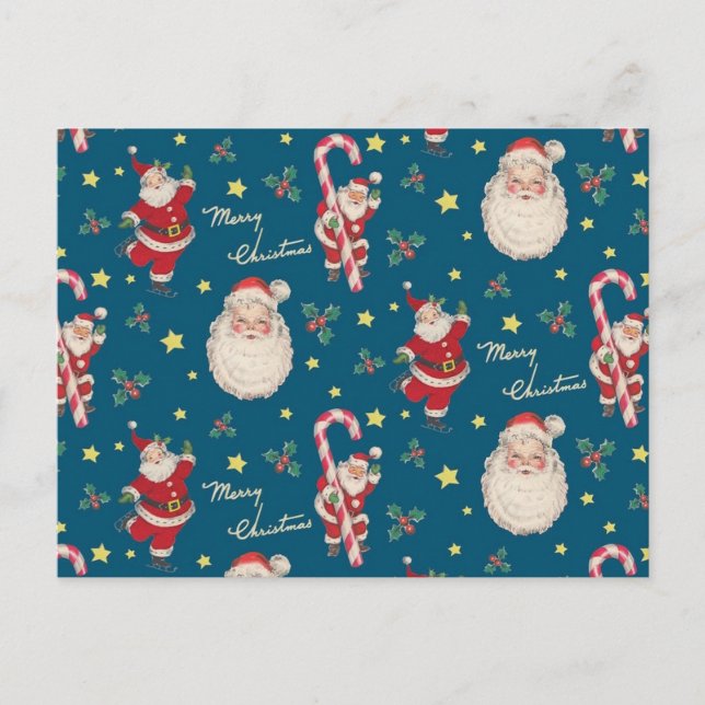 Vintage Postkarte für Santa und Candy Cane (Vorderseite)