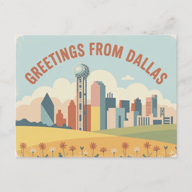 Vintage Postkarte | Grüße aus Dallas (Vorderseite)
